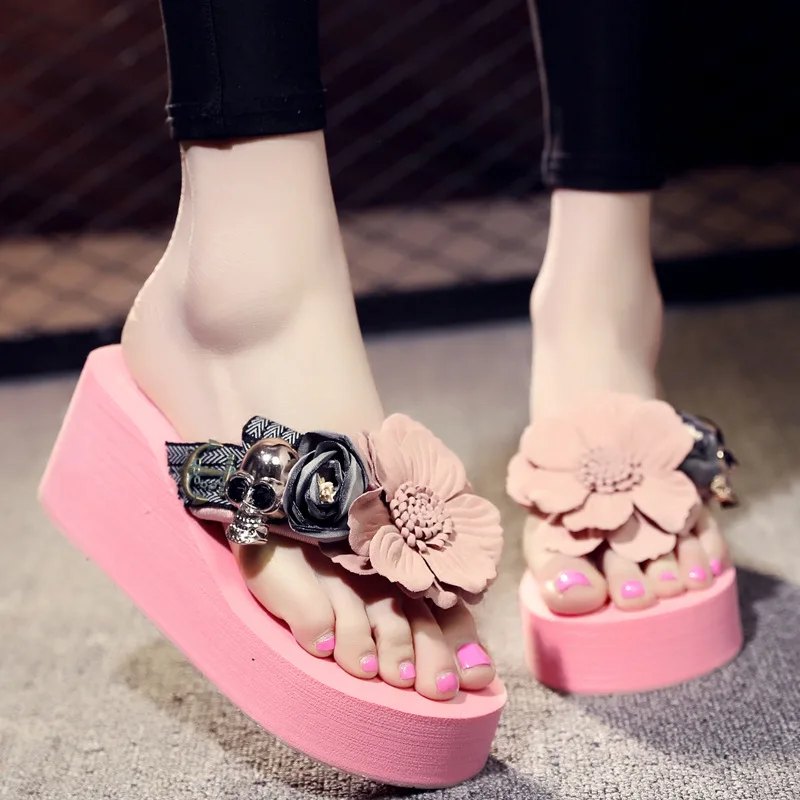 

New Heightening Non-slip Wedge with Thick Bottom Flip Flops Female Summer Slippers Outside Women Shoes