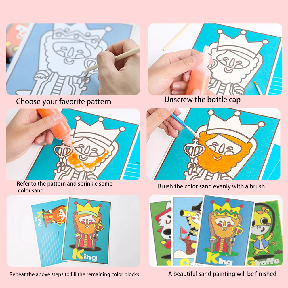 

Children DIY Handmade 12Color 3D Sand Painting Set Learning Educational Toy