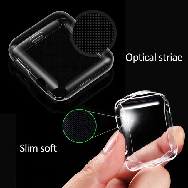 Для Apple Watch 4/3/2/1 полная защита тонкий ТПУ чехол для часов зеркальная Защита экрана