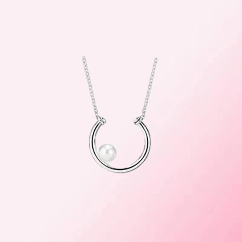 

1:1 Make PanDO 925 Sterling Silver Custom Modern Pearl DIY Fashion Necklace