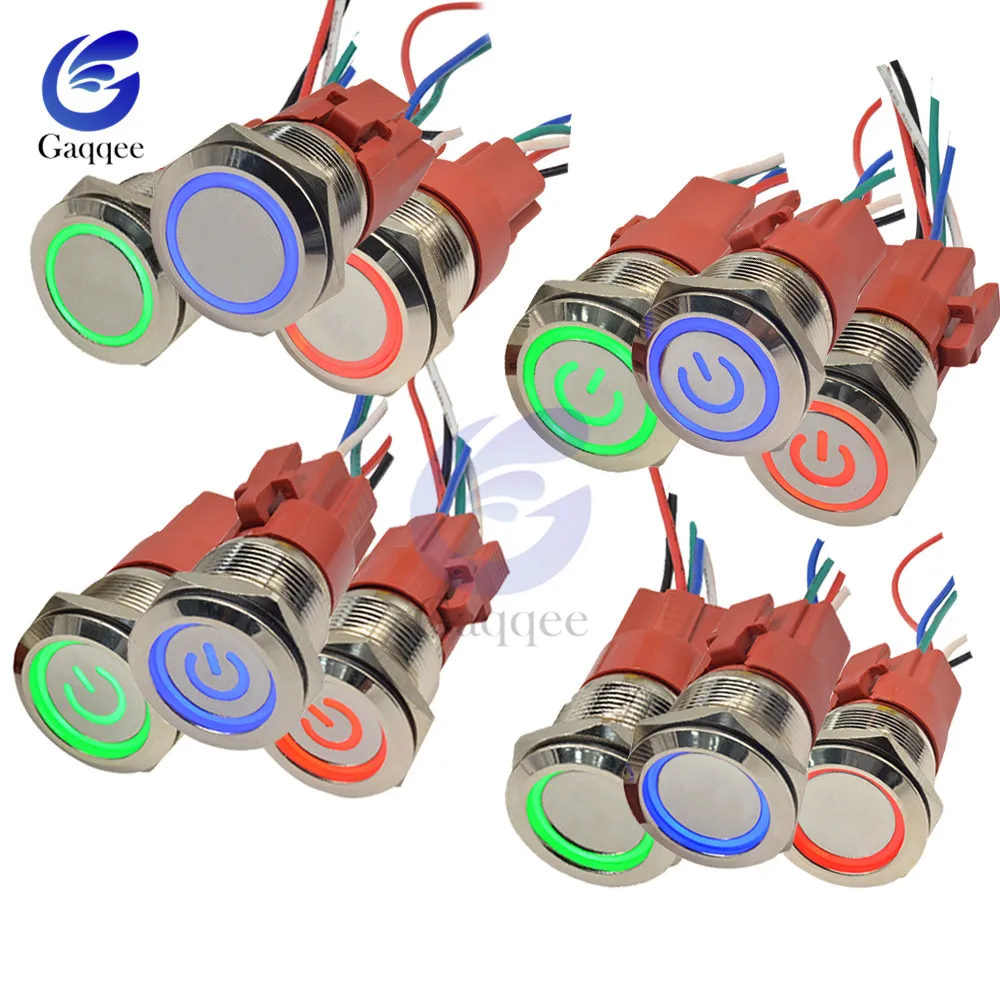 19 мм кольцо/Мощность металлический кнопочный выключатель светодиодный 250V 5A