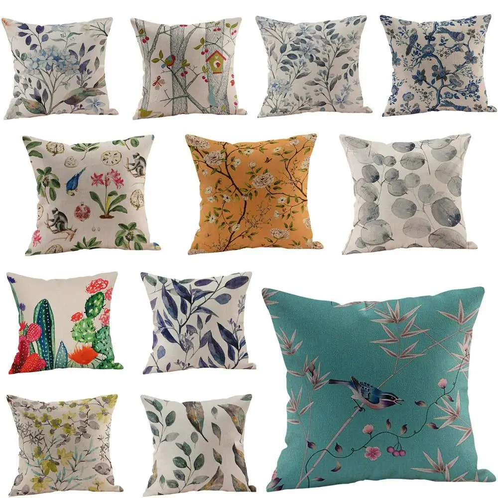 

1Pcs 45*45cm Vintage Flower Pattern Cotton Linen Throw Pillow Cushion Cover Case Car Home Sofa Decorative Pillowcase