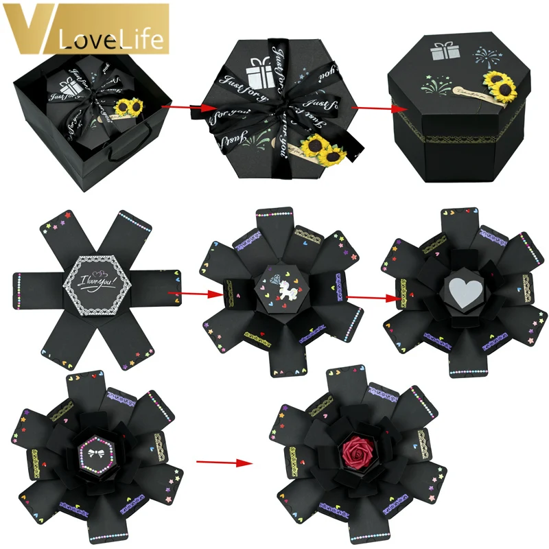 Удивительный ящик Новый шестиугольный продукт взрыва DIY День рождения Свадебные подарки День Святого Валентина Подарки для пары Романтический подарок.