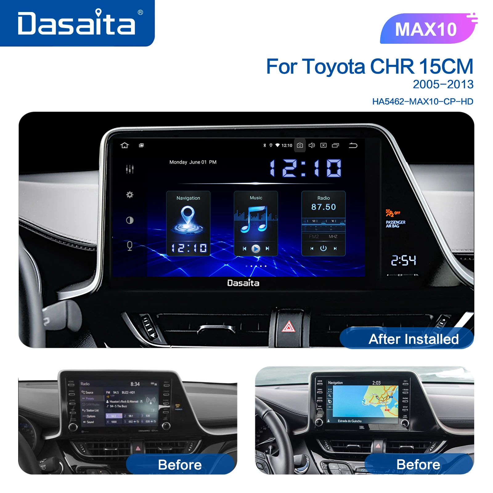 Dasaita Авторадио 1din Android 10 0 автомобильное радио для Toyota C HR CHR 2016 2017 2018 GPS стерео 9 &quotIPS