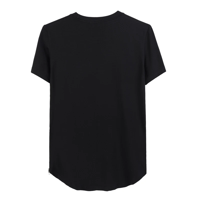 Летняя версия новой корейской версии длинной парки с молнией сбоку футболка