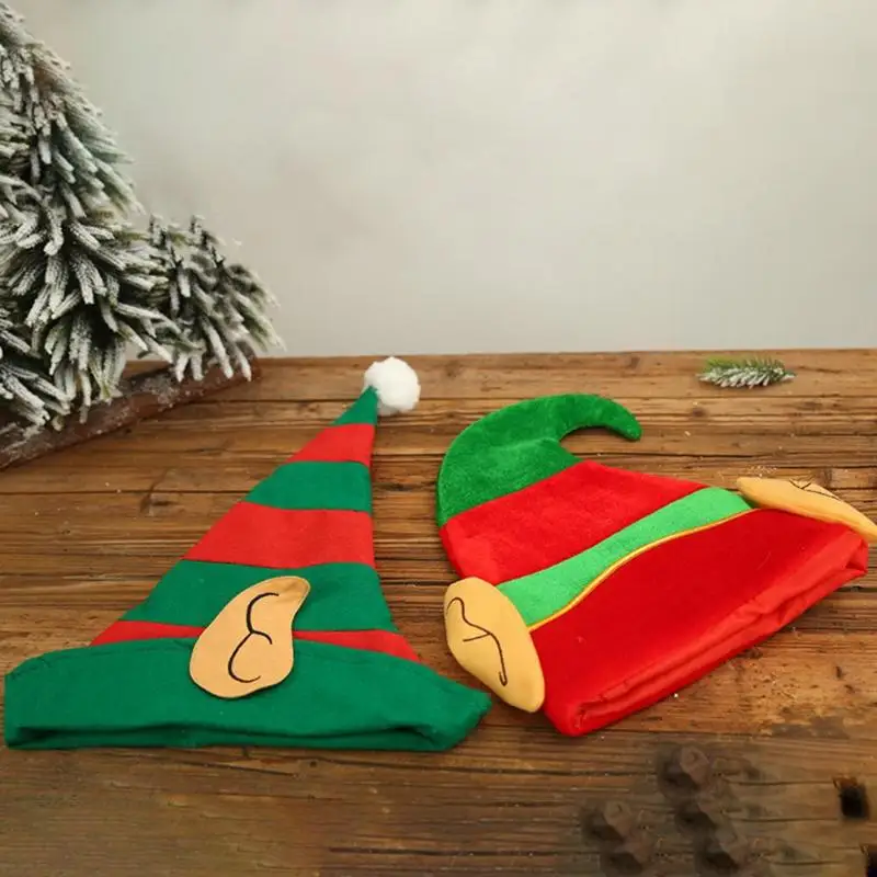 Креативная Рождественская шляпа-эльф с мультяшными ушками красный зеленый
