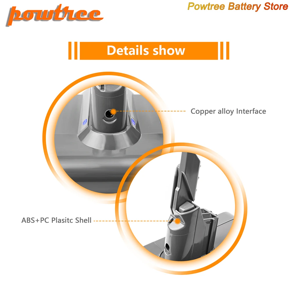 Powtree 6000mAh 21.6V Li-ion Battery Replacement For Dyson V7 Motorhead Animal Trigger HEPA Handheld Vacuum Cleaners L70 | Электроника