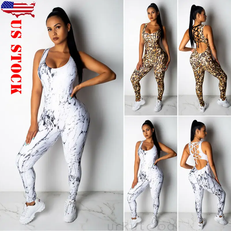 Женский леопардовый комбинезон для занятий йогой и спортом | Спорт развлечения
