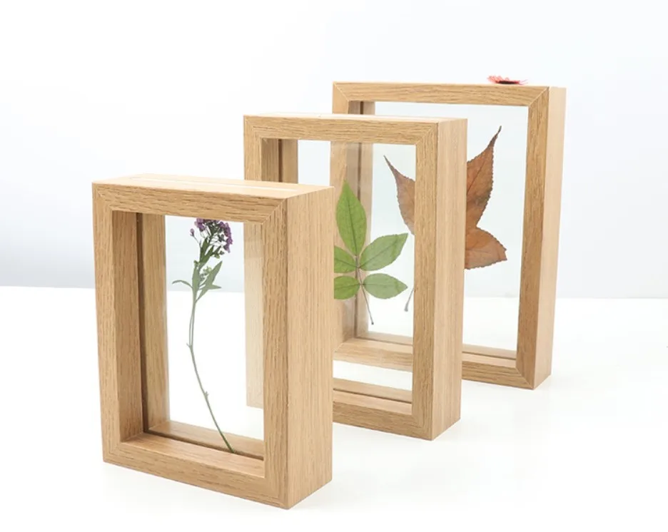 

Glass Photo Frame Rectangle Wicker Photos Frame 10 Inch Transparent Photo Frame DIY Plant Clip Specimen Framed Pictures of Wood