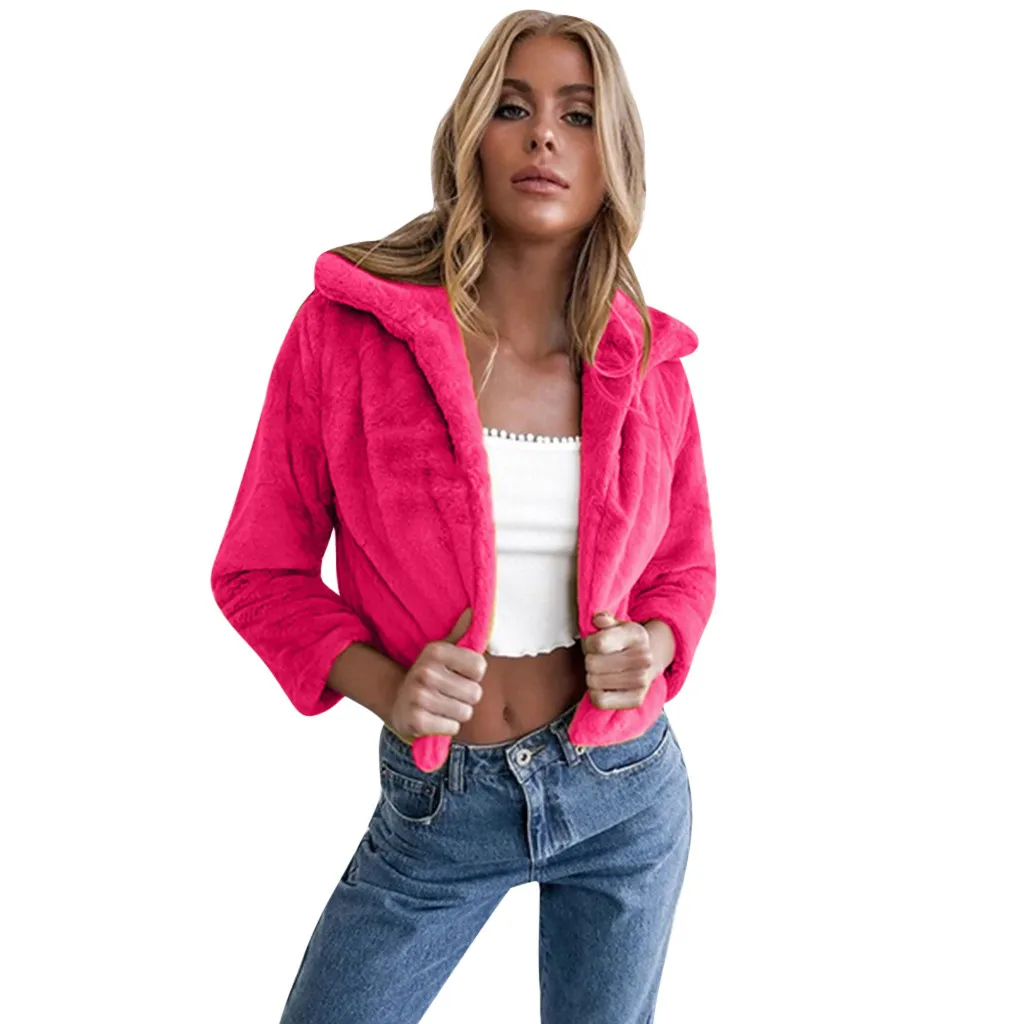 KANCOOLD Женская Зимняя мода с длинным рукавом отворотом пушистая Сексуальная