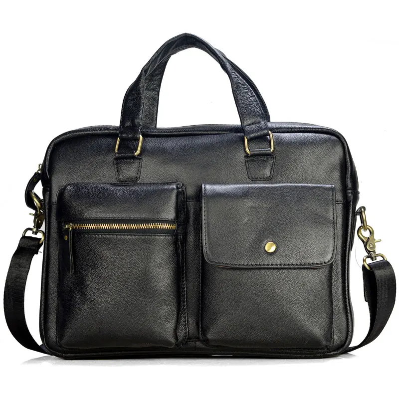 Men Genuine Leather Handbag Large Business Travel Briefcase Male Leather Shoulder Bag Men's Documents Laptop Crossbody Bag