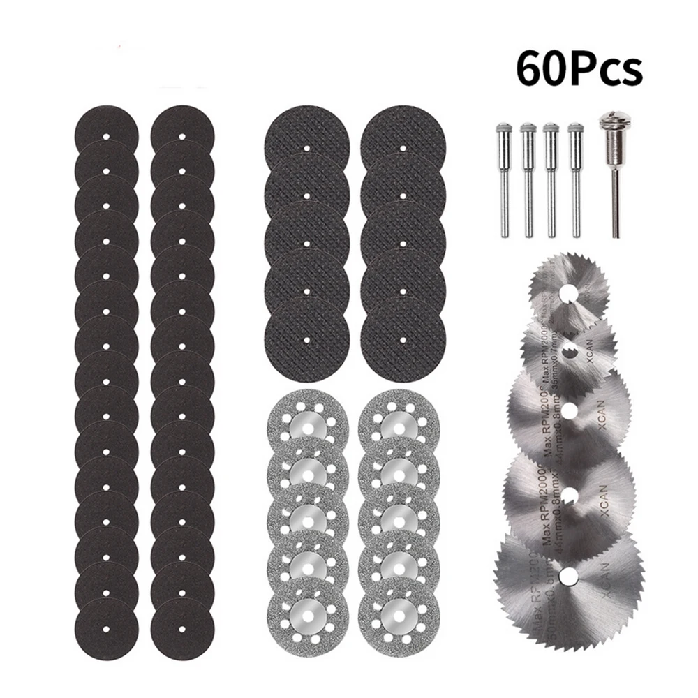 

60Pcs Diamond Cutting Wheels Set for Dremel Rotary Tool Die Grinder Metal Cut Off Disc Suitable for Cutting Wood, PVC Pipe