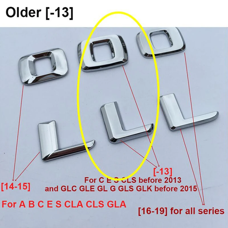 Older before 13 Хромированная эмблема с буквенным номером для Mercedes Benz A C E S CLA CLE CLS gla GLC GLE GLS автомобильный Стайлинг переустановка багажник модель именная наклейка - Цвет: Older before 13