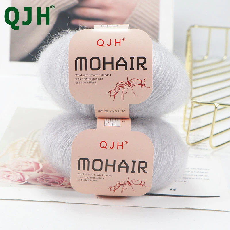 

QJH 25g/pcs 10pcs Mohair Yarn Crochet Soft Warm Baby Wool Yarn For Hand knitting Sweater And Shawl ilos para tejer dedelgado