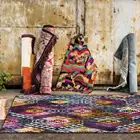 Модные богемные фиолетовый цвет с геометрическим узором в этническом стиле Стиль Гостиная прикроватный коврик для спальни коврик