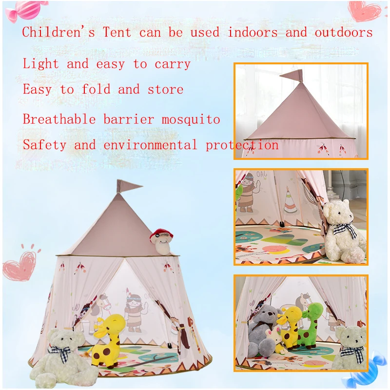 Kid Tent House Portable Princess Castle Present Hang Flag Children Teepee Play Birthday Christmas Gift Dropshipping | Игрушки и хобби