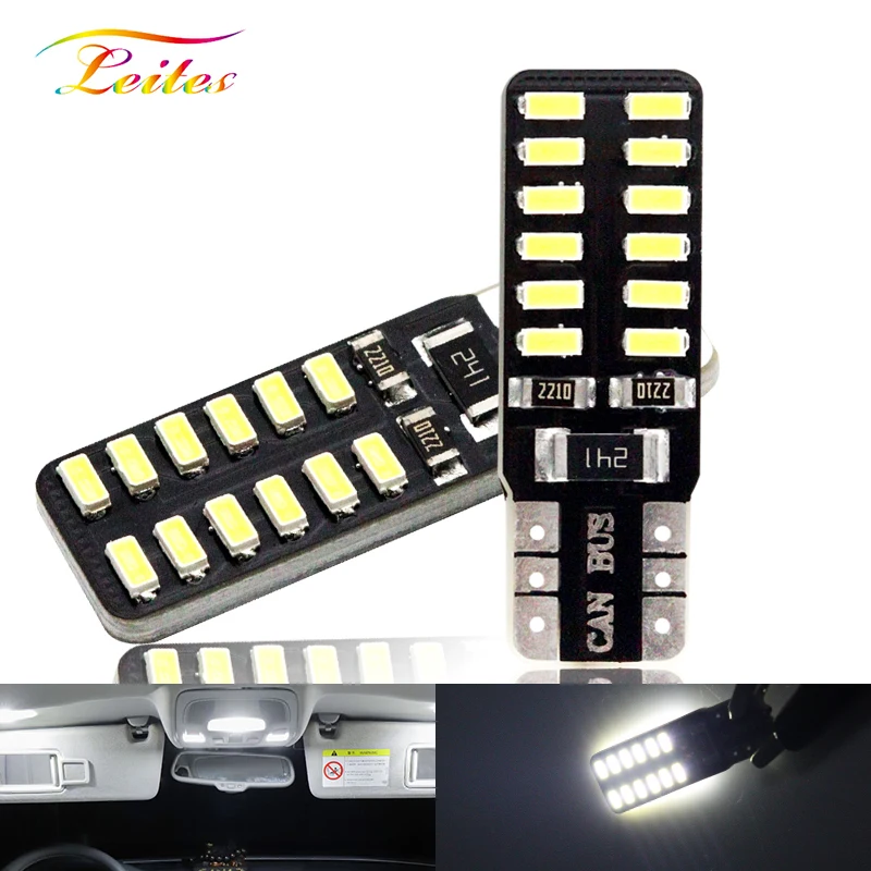 

100x Super Bright T10 LED 194 501 W5W 24 SMD 4014 Canbus Error Free Car Interior Lights Auto Clearance Lamps DC 12V