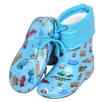 Picture style Plush Новинка; детская непромокаемая обувь из ПВХ до середины голени; детские резиновые сапоги; детская резиновая обувь для мальчиков и девочек; Водонепроницаемая нескользящая обувь; сезон весна-осень; 020 - Цвет: Picture style Plush