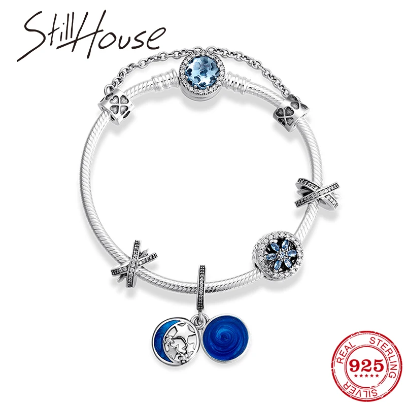 100% Настоящее серебро 925 пробы оригинальный браслет из бисера для женщин с