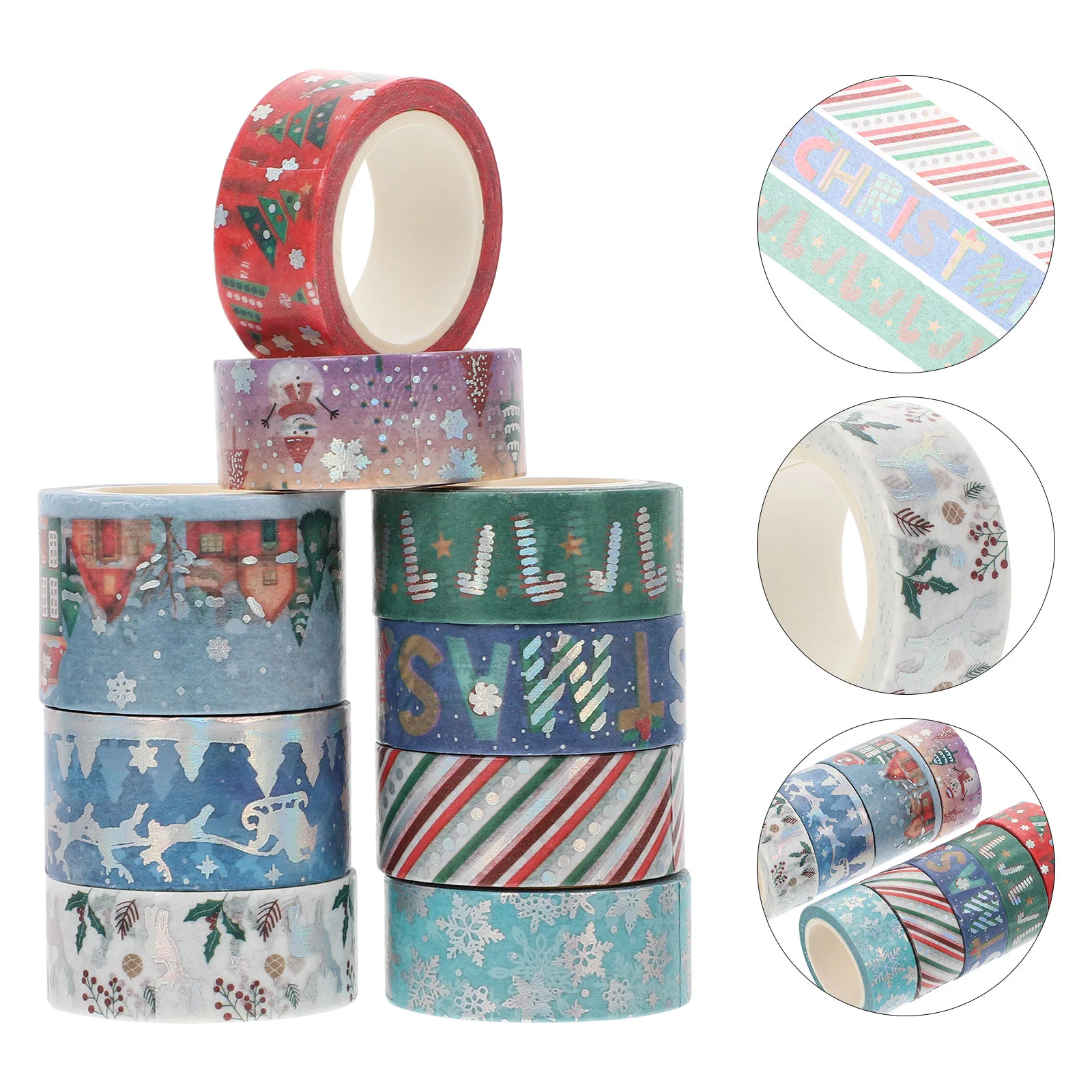 

Rolls Christmas Washi Tapes Decorative Paper Tapes Self-adhesive Washi Tapes