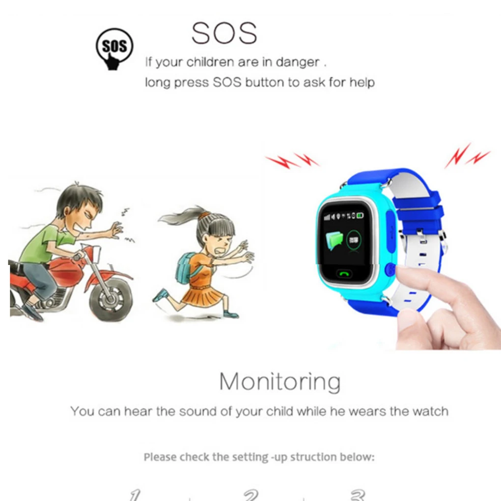 Детские Смарт-часы Q90 с GPS детские часы функцией определения местоположения