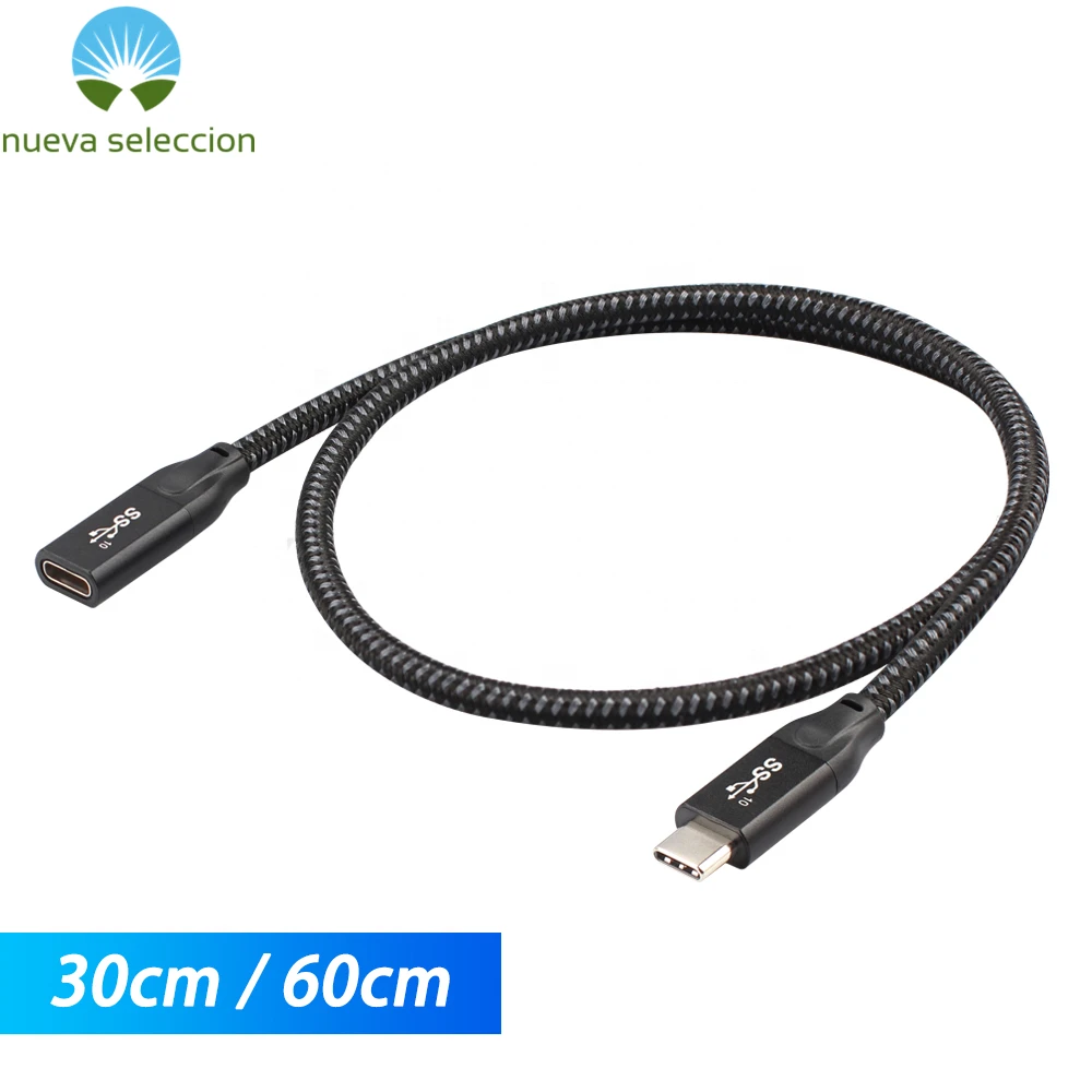 usbc extension cable male female usb type c extension cord usb3 1 gen2 10gbps 100w 5a pd power cable 30cm 60cm for mobilepc free global shipping
