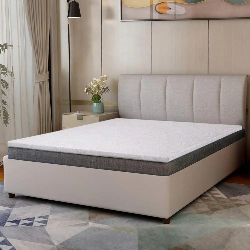 

2 inch Mattress Topper with Cover Queen Size, Soft Gel Memory Foam Filling Portable Memory Foam Bed Pad
