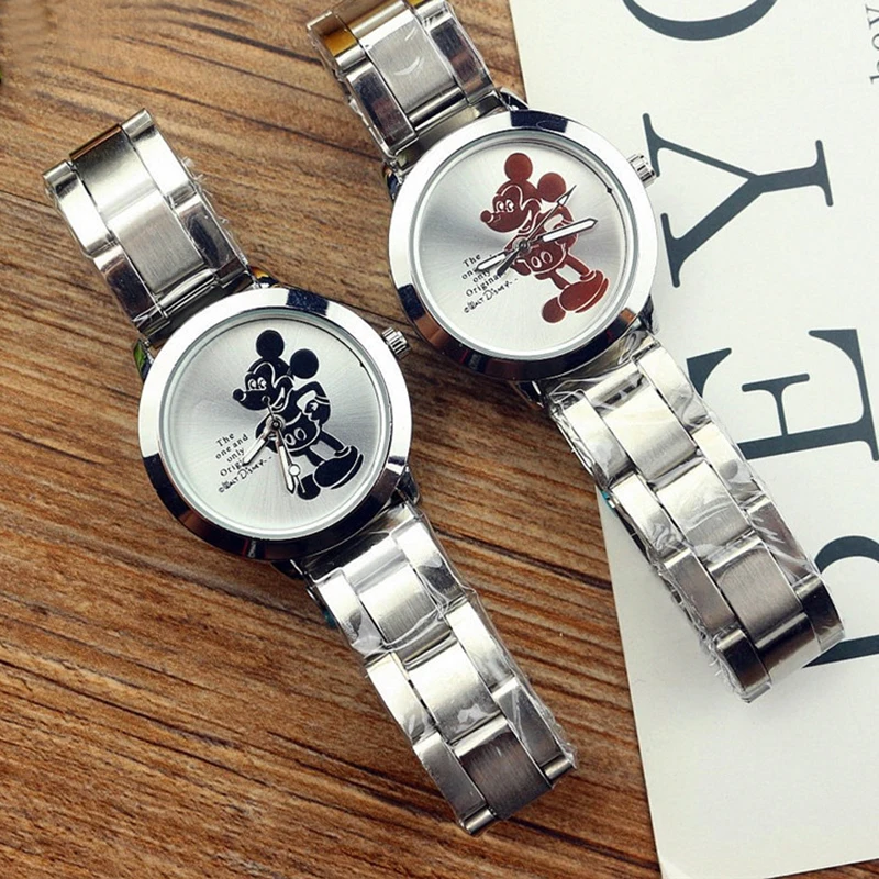 Детские часы Disney с Микки Маусом со стальным ремешком Металлические кварцевые для
