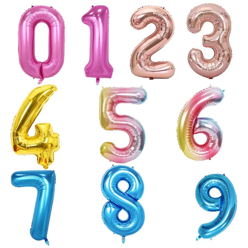 Большие размеры 32 40 дюймов золотистые воздушные шары из фольги в виде цифр