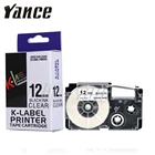 Лента для этикеток Yance XR-12X, XR, 12x Совместимость с Casio, 12 мм, черная на прозрачной ленте, для принтера EZ label maker KL-60-L, KL-60SR, KL-170, KL-100