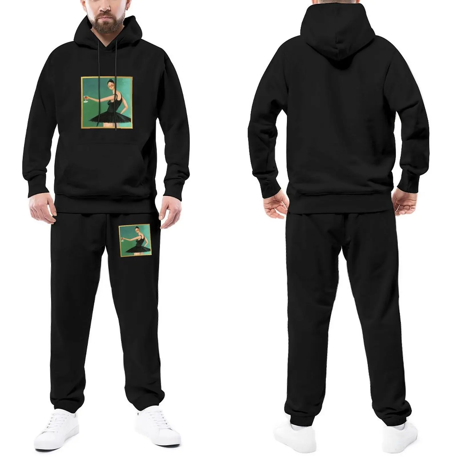 

Kanye West Tracksuit Set MBDTF Ballerina Male Sweatsuits Hip Hop Sweatpants and Hoodie Set Sports