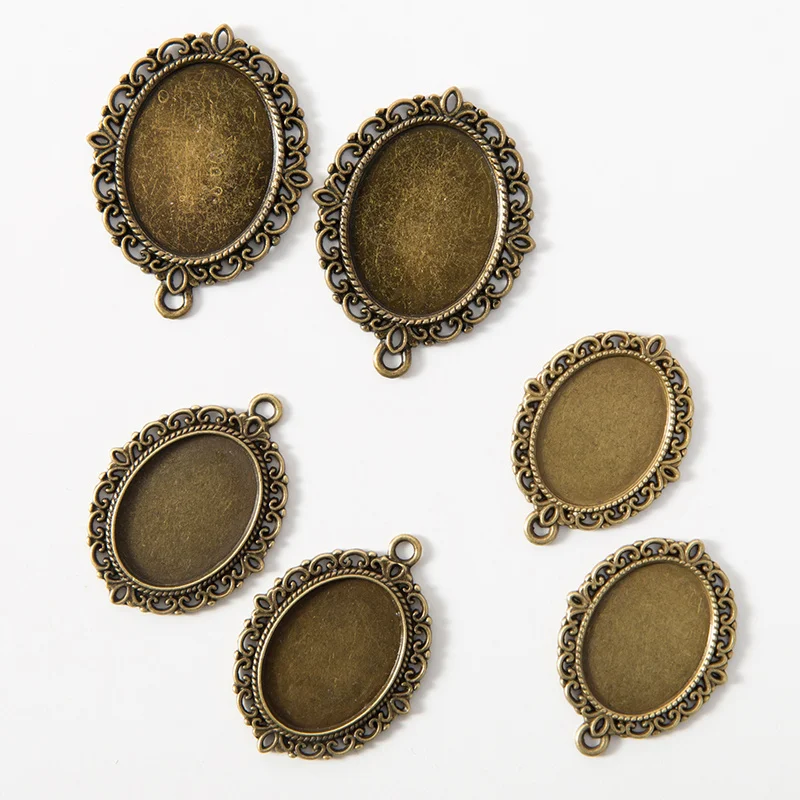 10 шт. антикварная серебряная овальная чистый филигранный основа Подвески поднос