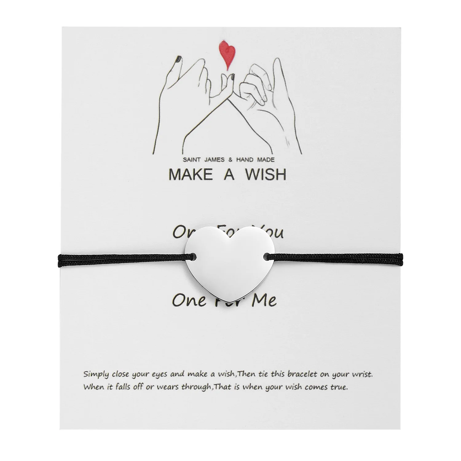 

Stainless Steel Plain Glossy Heart Round Charm Red Cord Braided Adjustable Paper Card Bracelet Hand Woven Jewelry