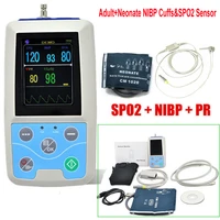 pm50 2 4 handheld patient monitor oximeter pr blood pressure machine vital sign monitoradult neonate 2 nibp cuff spo2 probes