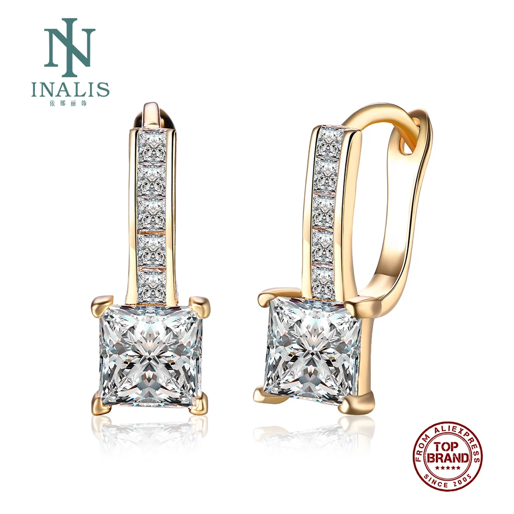 Женские квадратные серьги гвоздики с фианитами|romantic earrings|stud earringsearings for women girls |