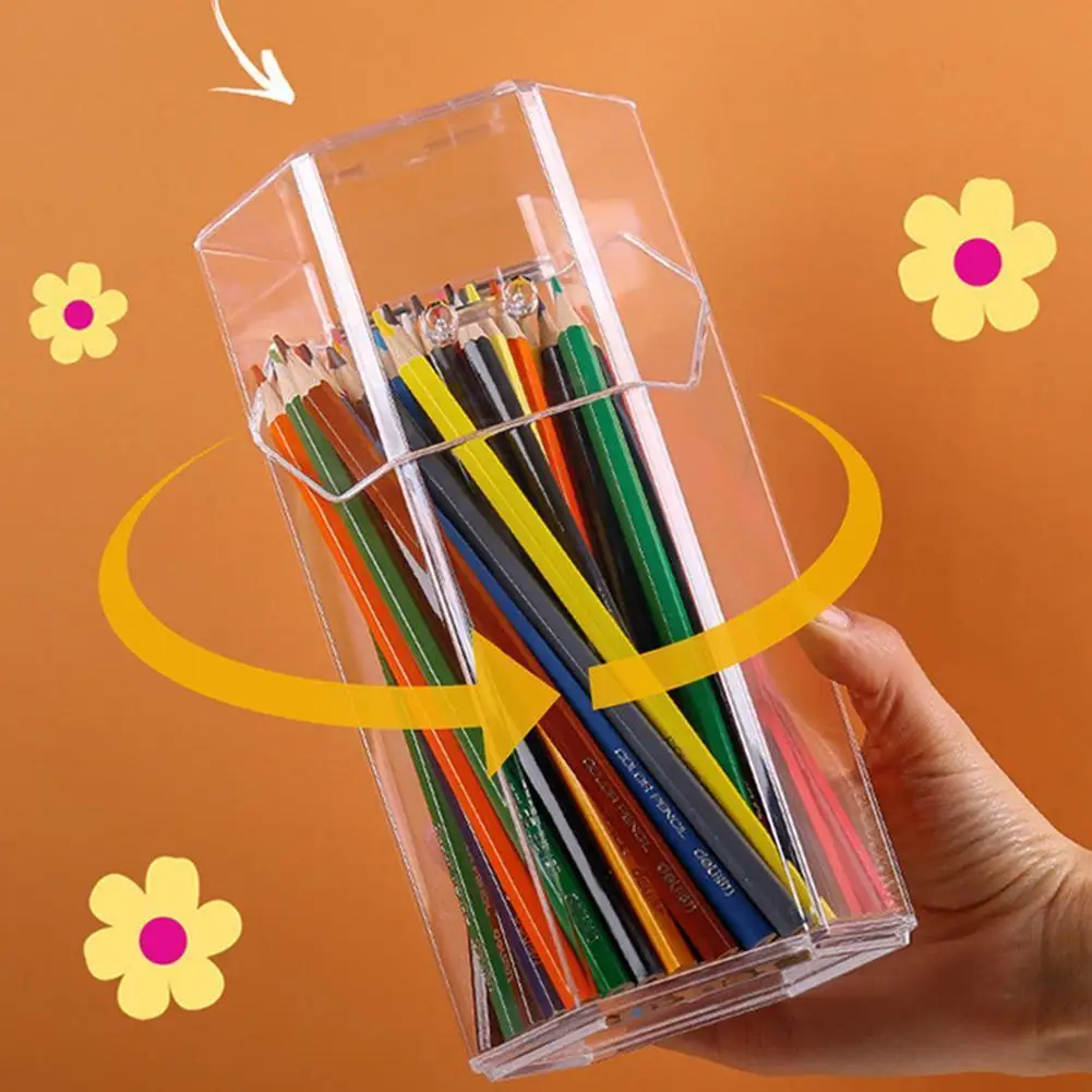 Transparent Multifunctional Pen Holder Stationery Storage Waterproof Box Home Office Acrylic Desktop Dustproof Orga G3v1 |