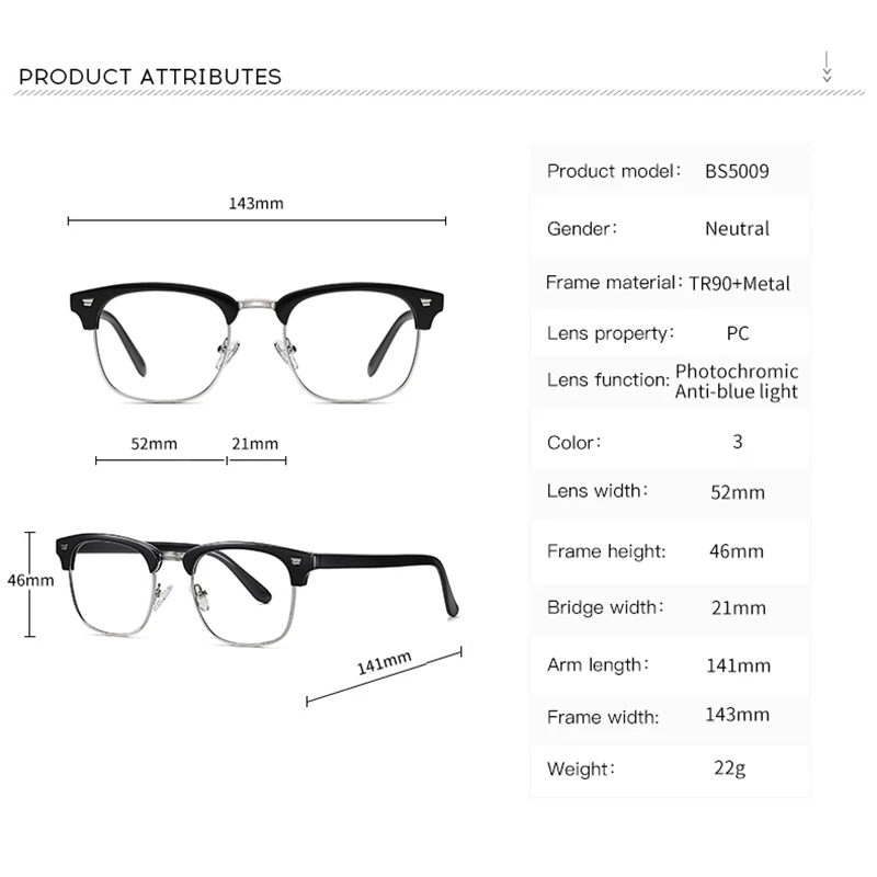 

EYEOOMU Retro Photochromic Eyeglasses Men UV400 Fashion Women Outdoor Driving Sunglasses Metal Classic Unisex Brand Design Frame