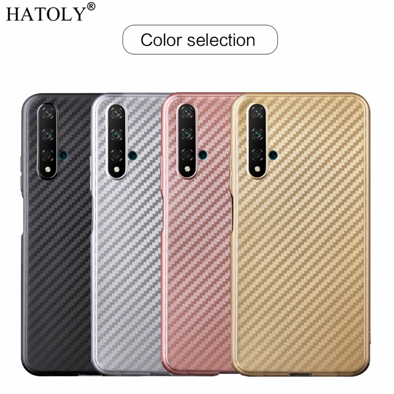 Чехол HATOLY для huawei Honor 20 Ультратонкий Мягкий ТПУ/углеродное волокно задняя крышка
