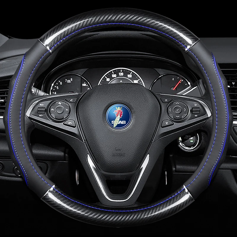 

Carbon fiber+leather Car steering wheel cover For Saab 9-4X 9-3X 9-7X 97X 9-2X 9-3 9-5 92 93 95 96 99 90 900 9000 Turbo X