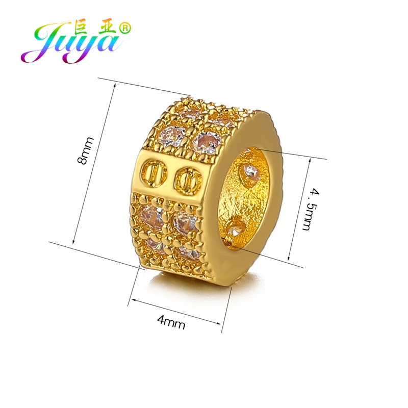 Juya DIY Металлические разделительные бусины поставки микро проложить Шампанское Циркон Шарм с большим отверстием бусины для ручной работы Натуральное изготовление каменных ювелирных изделий