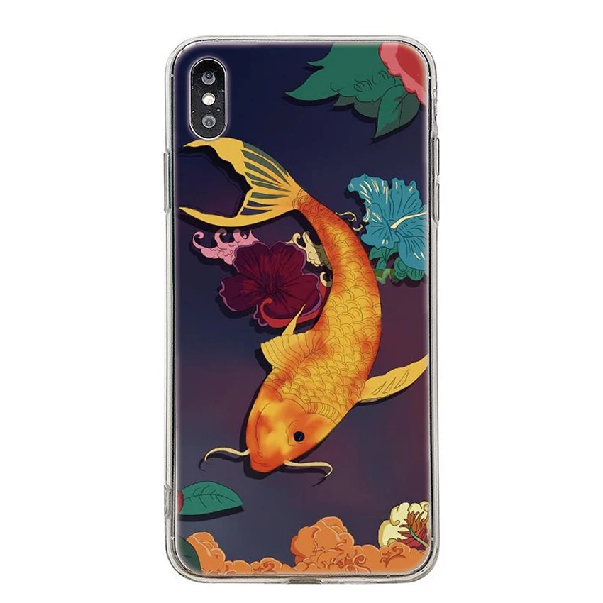 Для OPPO Reno 4 5G 3 pro 4G 2 2Z 10X zoom Cover Fish wave crane окрашенный Мягкий Силиконовый ТПУ защитный