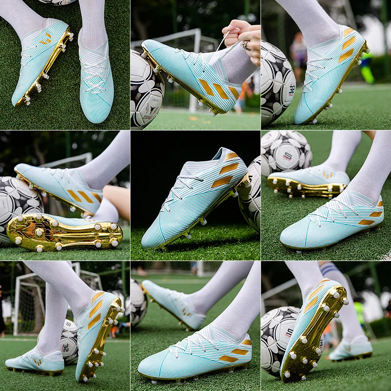

Men Professional Football Boots Outdoor Original High Ankle Adults Kids Soccer Cleats Hombre Slip-On Fustal Soccer Shoes Sneaker