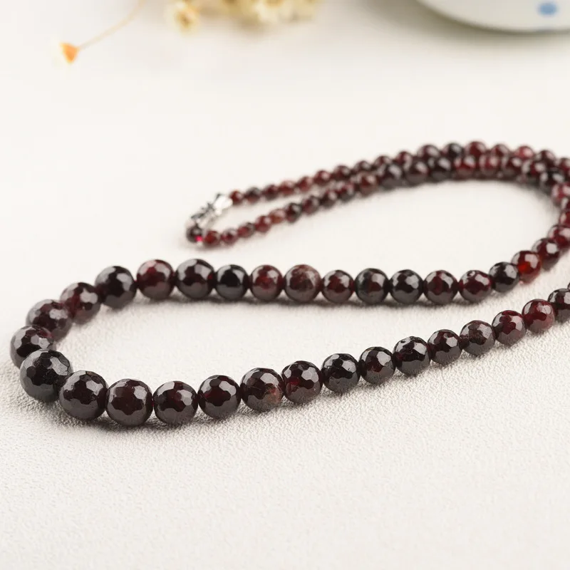 Natural garnet beads necklace elegant faceted crystal garnet crystal stones tower chain necklace 1pc dropshipping