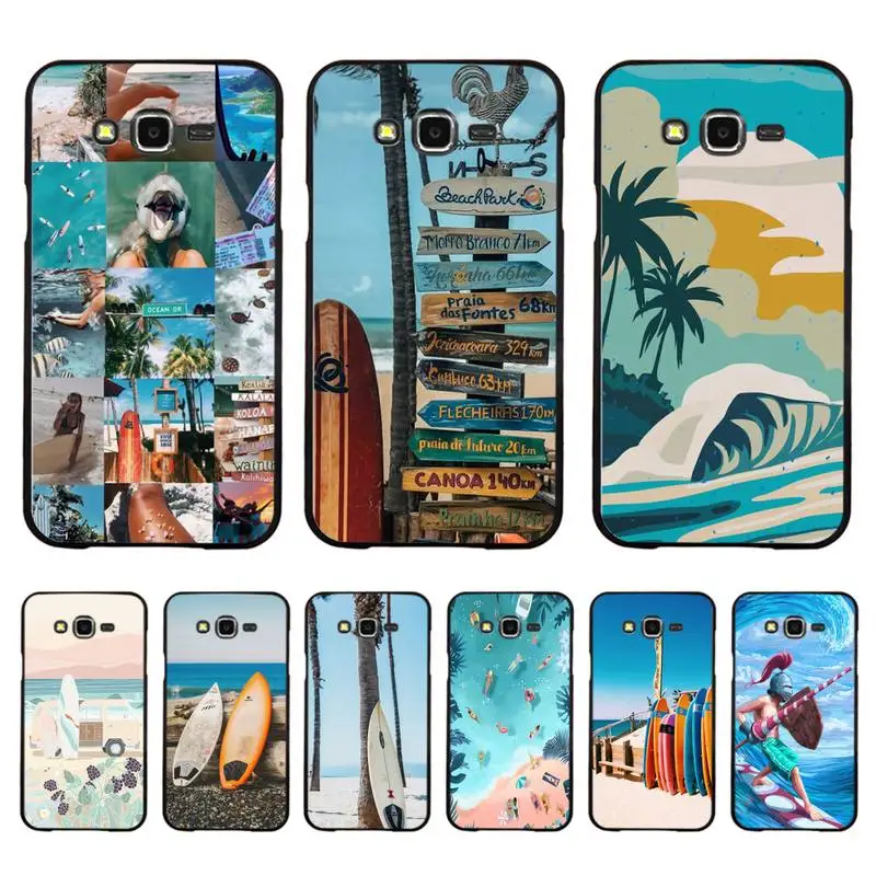 

Surfboard surfing art surf Girl Phone Case For Samsung Galaxy J4plus J6 J5 J72016 J7prime cover for J7Core J6plus Back Coque
