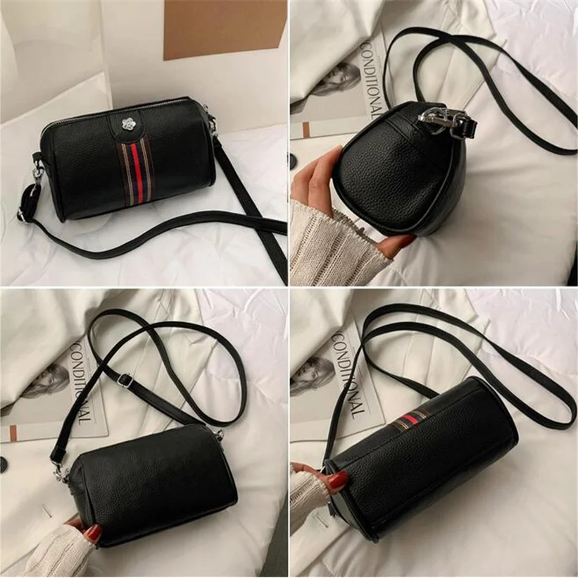 

Genuine Leather Real Fashion Women Bag High Quality Shoulder Bag 2022 Small Women's Cross Body Messenger Round Pillow Bag