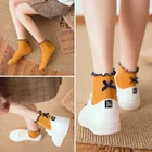 Носки frilly с рюшами, милые женские модные хлопковые носки карамельного цвета в Корейском стиле, женские носки, женские носки