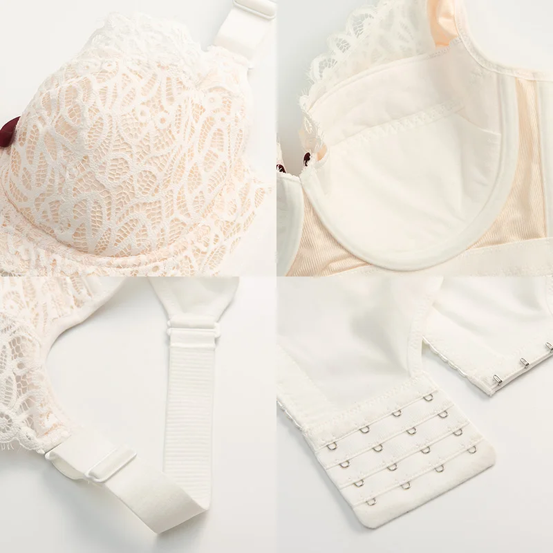 yuese White lace underwear thin big small gathered large full cup bra fat mm | Женская одежда