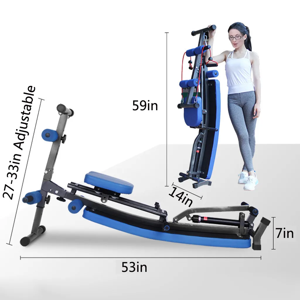 

Foldable Hydraulic Rowing Machine, Beauty Waist Supine Board Sit Up Bench Push Ups Fitness Equipment Padded Seat for Home Use