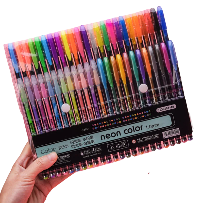 

48pcs Colors Glitter Sketch Drawing Color Pen Markers Gel Pens Set Refill Pastel Neon Marker Office School Stationery