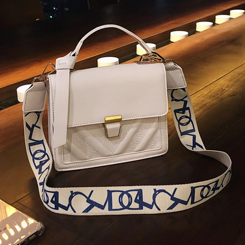 Однотонная сумка на ремне с клапаном из искусственной кожи сумки плечо для